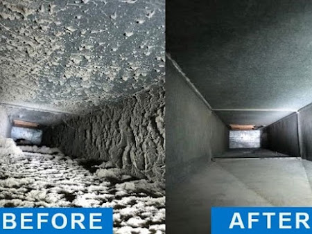 Before and after air duct cleaning Round Rock North Austin TX